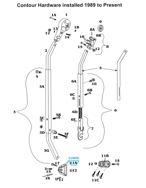 Zip Dee Triangular Base Hinge, Rib Mount - 210050