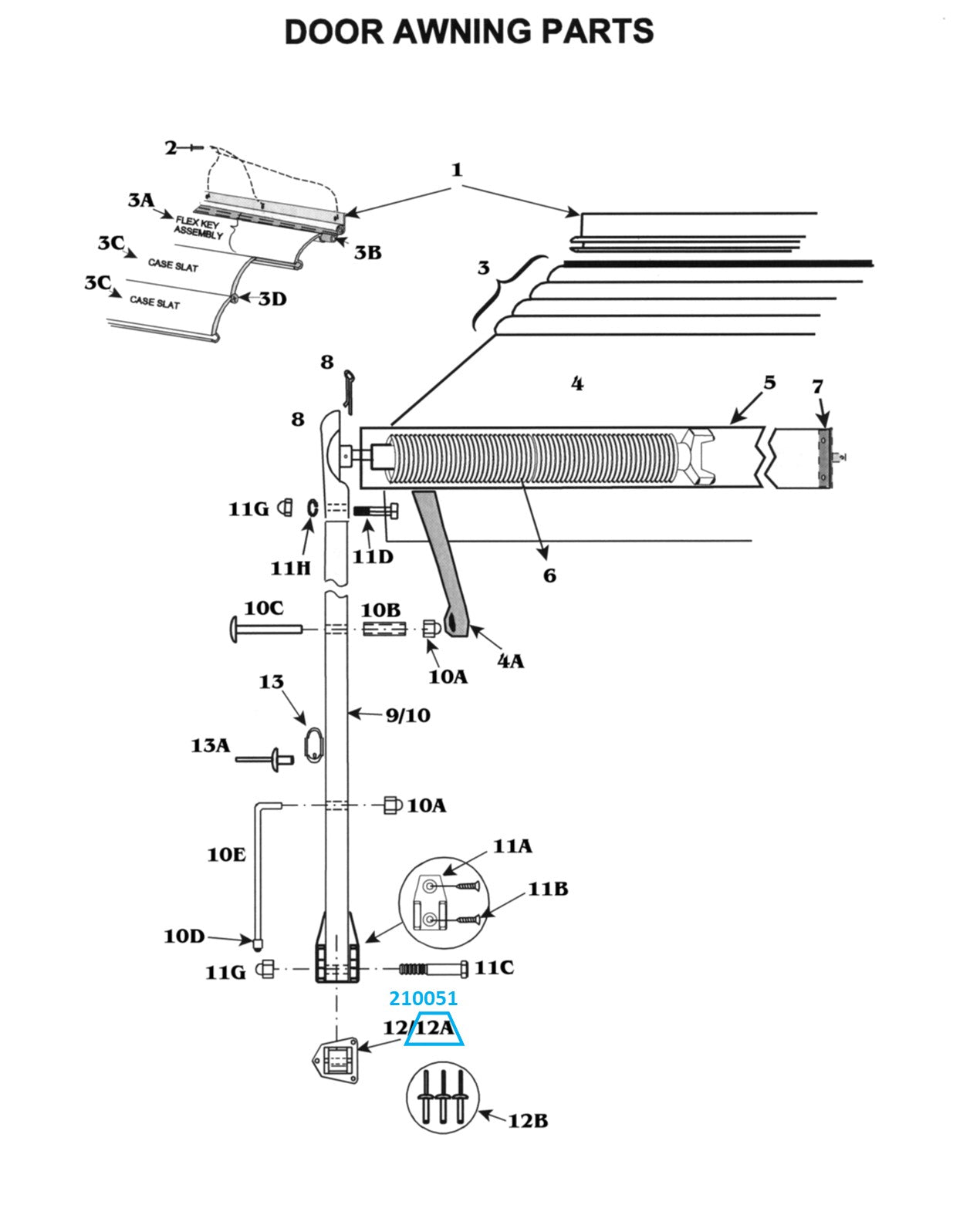 Zip Dee Triangular Base Hinge (filled, Prevost) for Door Awning - 210051