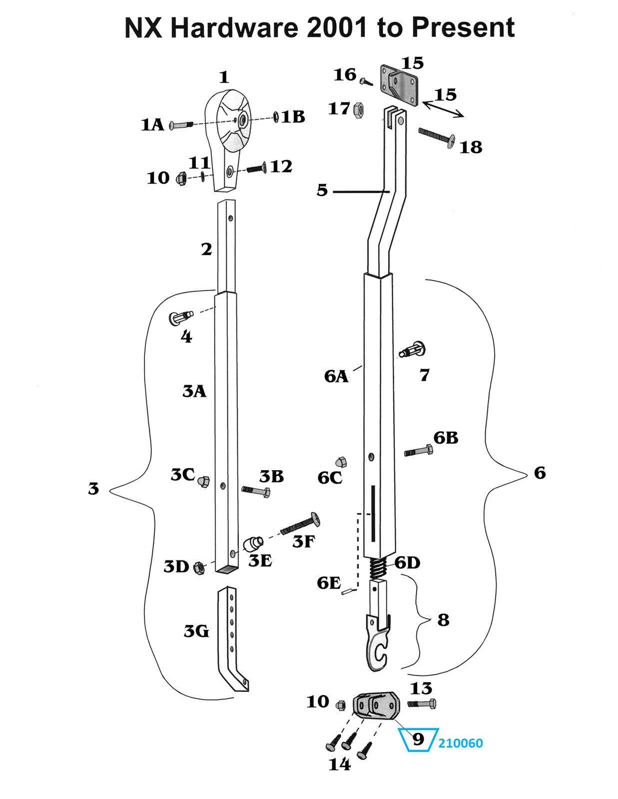 Zip Dee Rectangular Base Hinge, Floor Mount - 210060