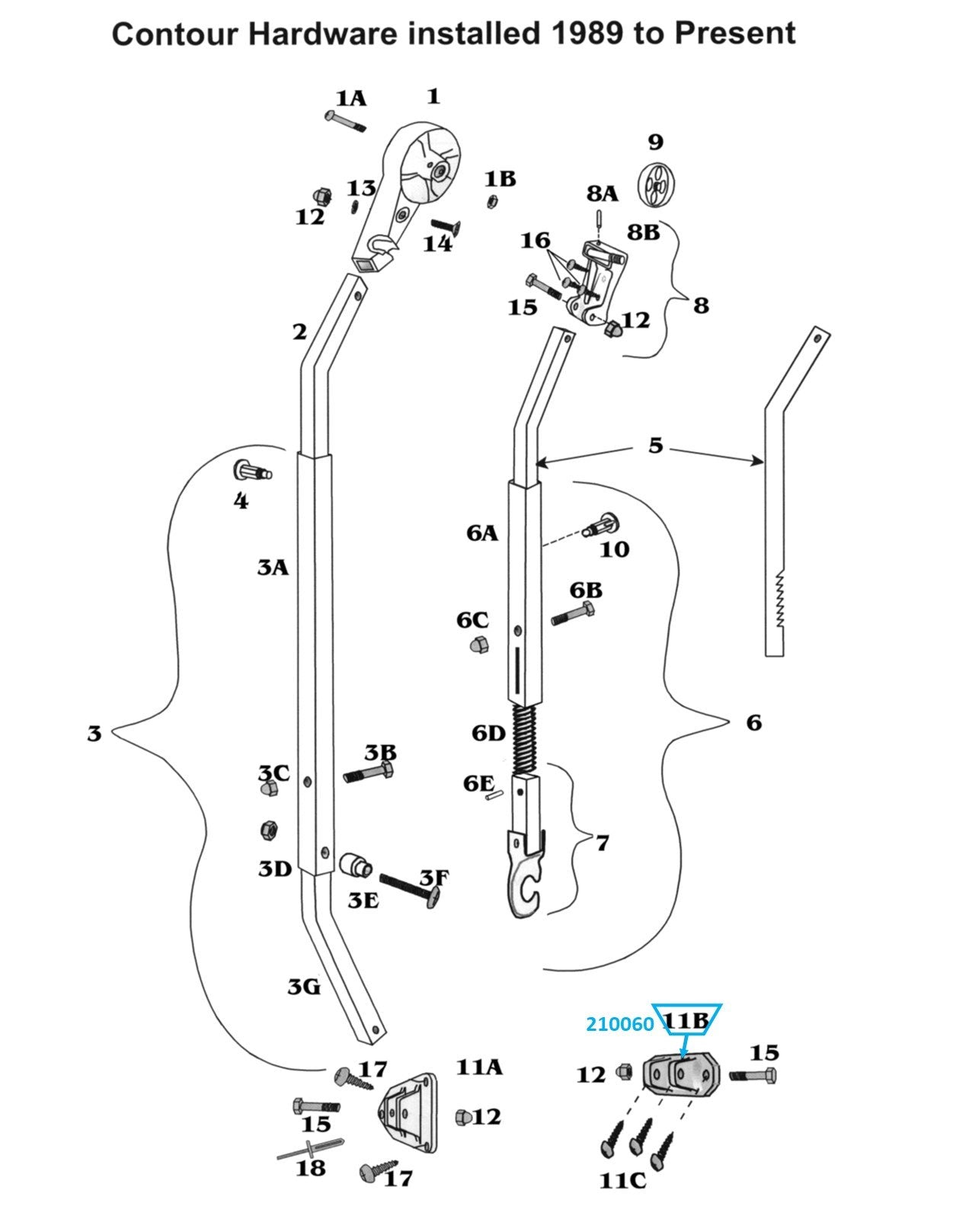 Zip Dee Rectangular Base Hinge, Floor Mount - 210060