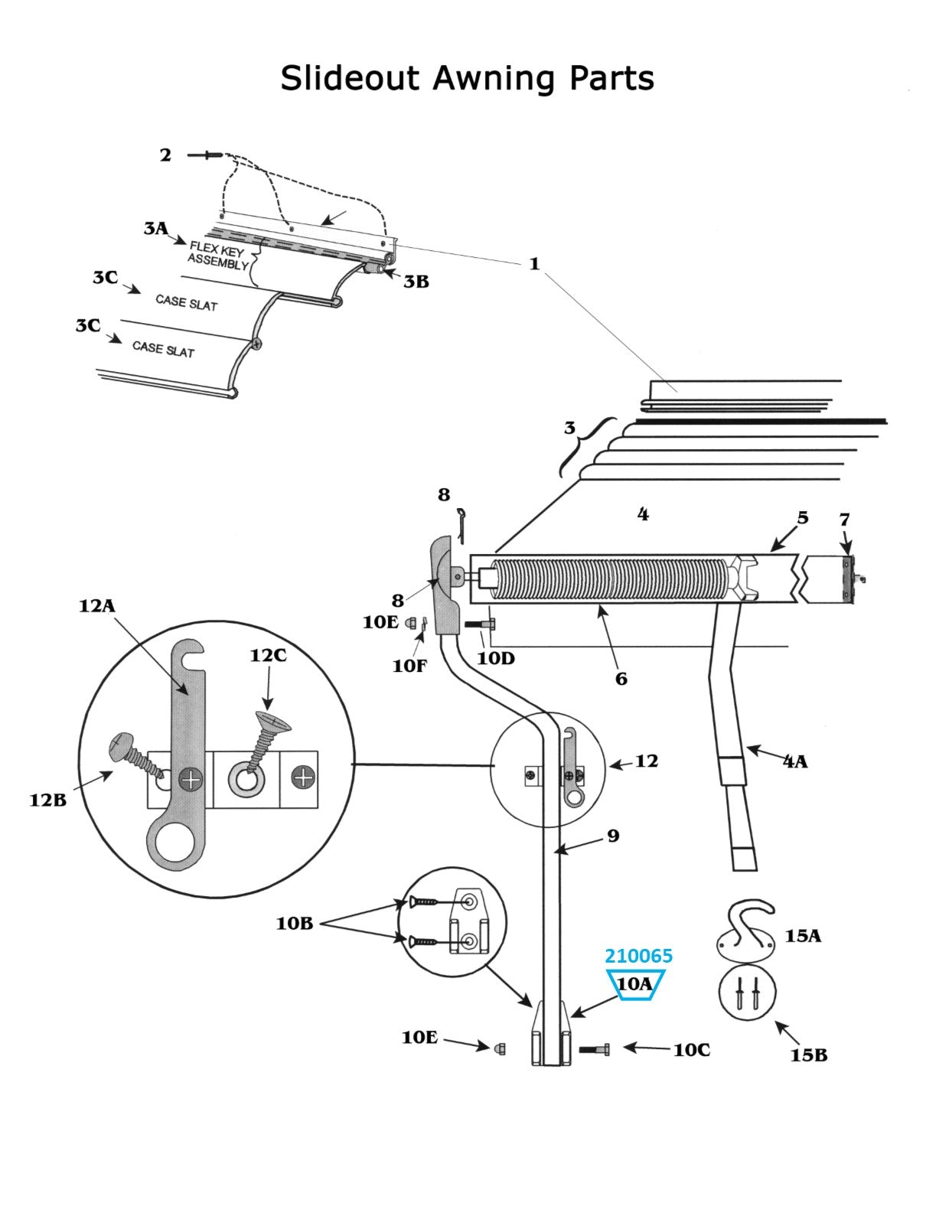 Zip Dee Vertical Hinge Casting for Door Awning and Airstream Front/Rear Window Awning - 210065