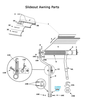 Zip Dee Vertical Hinge Casting for Door Awning and Airstream Front/Rear Window Awning - 210065