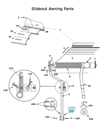 Zip Dee Vertical Hinge Casting for Door Awning and Airstream Front/Rear Window Awning - 210065