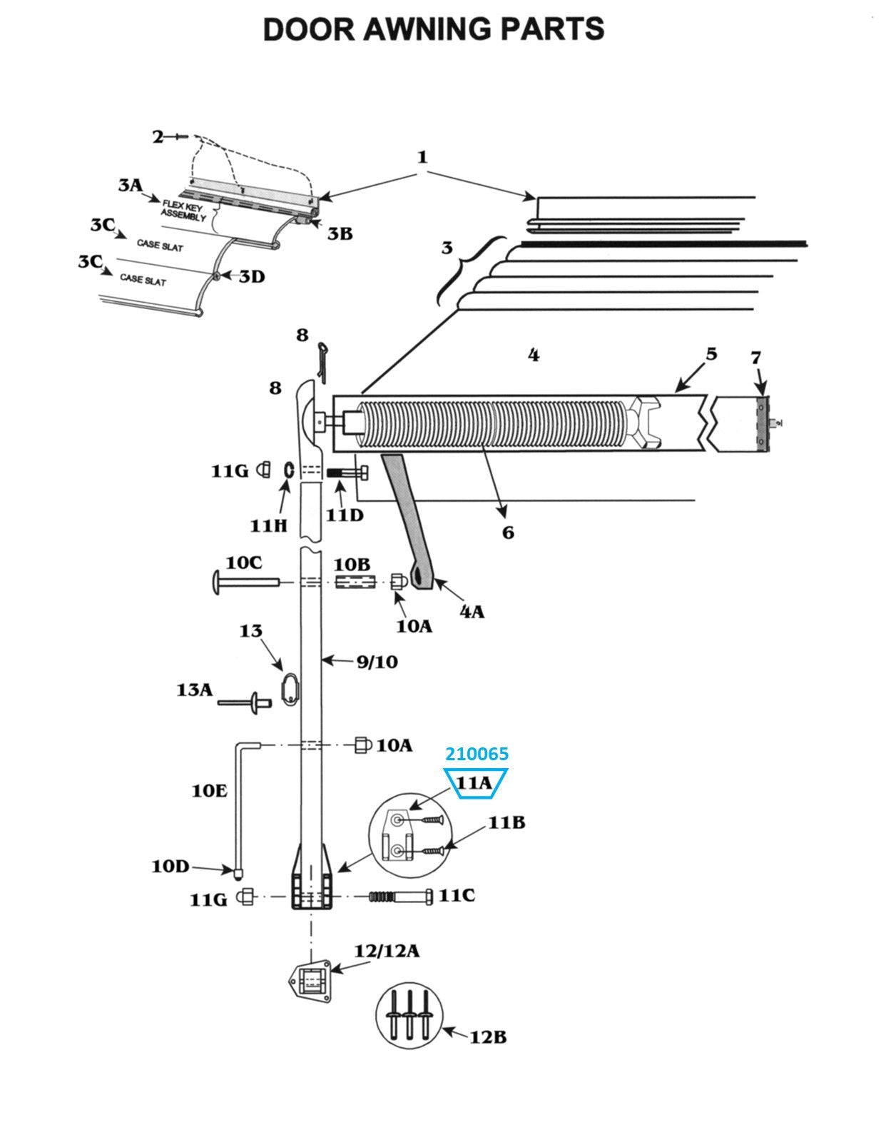 Zip Dee Vertical Hinge Casting for Door Awning and Airstream Front/Rear Window Awning - 210065