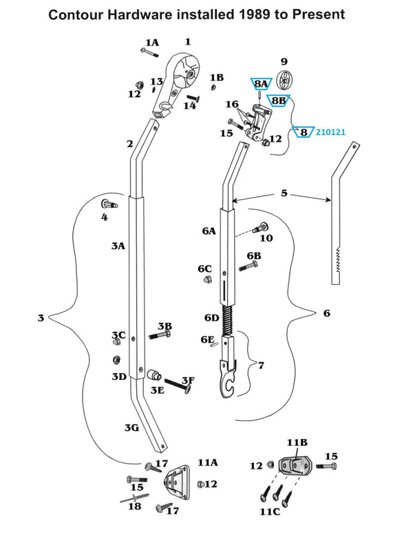 Zip Dee Awning Front Curved Clamp Assembly, Righthand - 210121