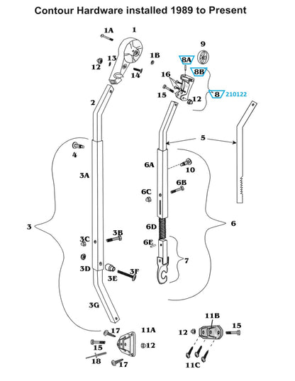 Zip Dee Awning Rear Curved Clamp Assembly, Righthand - 210122