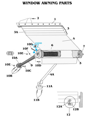 Zip Dee Head Casting with Cotter Pin for Window Awning - 210430