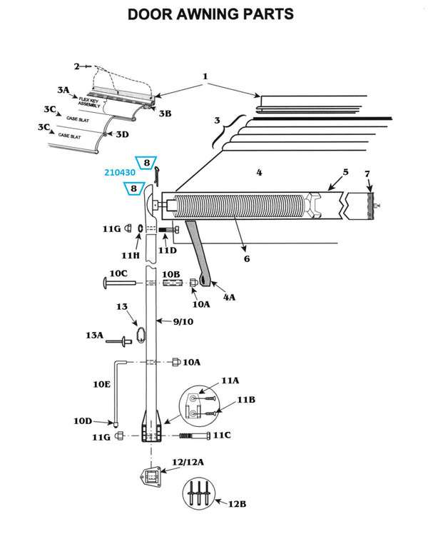 Zip Dee Head Casting with Cotter Pin for Window or Door Awning - 210430