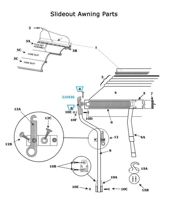 Zip Dee Head Casting with Cotter Pin for Window or Door Awning - 210430