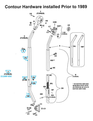 Zip Dee Bright '88 Front Main Arm Tube Assembly - 21100F-XXX