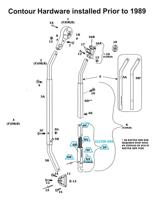 Zip Dee Bright Front Claw Tube Assembly - 21270F-XXX