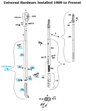 Zip Dee Bright Front Main Arm Tube Assembly for Universal Hardware - 21620F-XXX