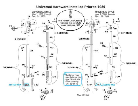 Zip Dee '83 Slotted, Bent US/UC Hinge Bar for Universal Hardware - 216500-XXX