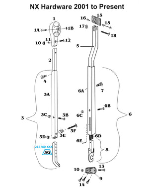 Zip Dee Awning Bright Hinge Bar for Universal Hardware and NX Hardware- 216700-XXX