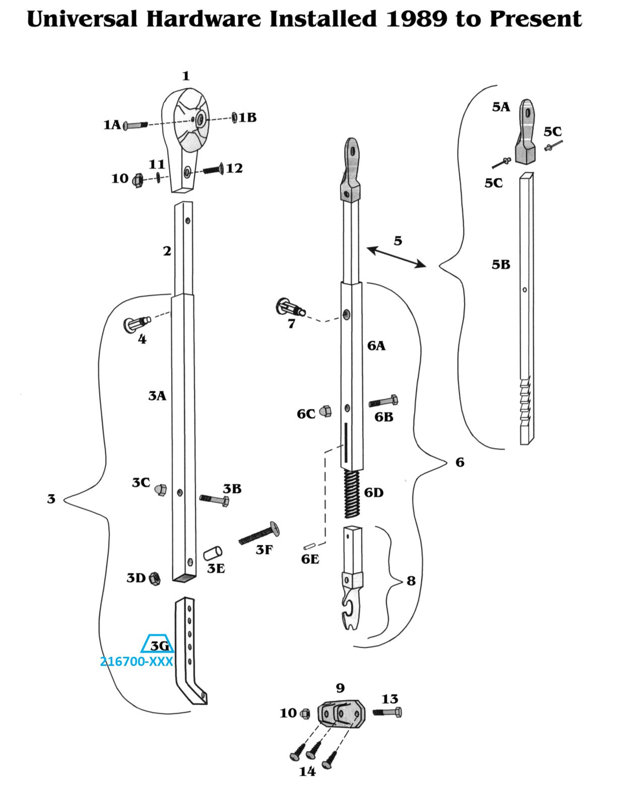 Zip Dee Awning Bright Hinge Bar for Universal Hardware - 216700-XXX