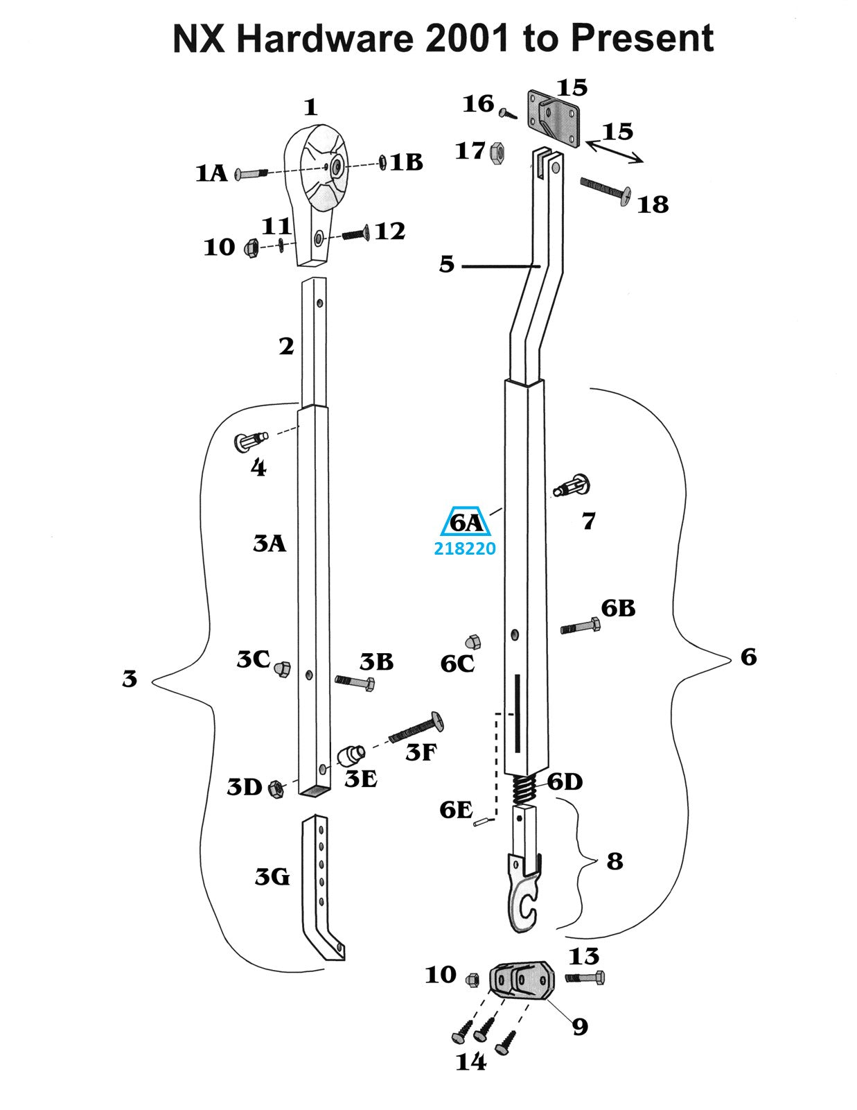 Zip Dee Awning Bright Rafter Arm Tube for NX Hardware - 218220