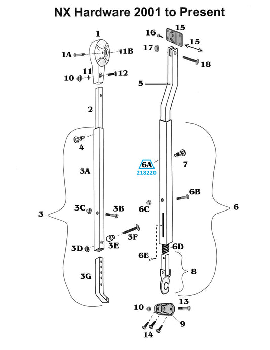 Zip Dee Awning Bright Rafter Arm Tube for NX Hardware - 218220