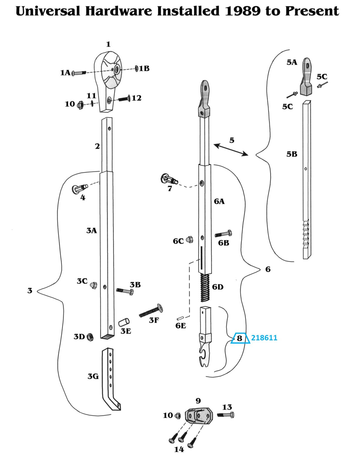 Zip Dee Bright Claw And Bar Assembly With Pin for Universal Hardware - 218611