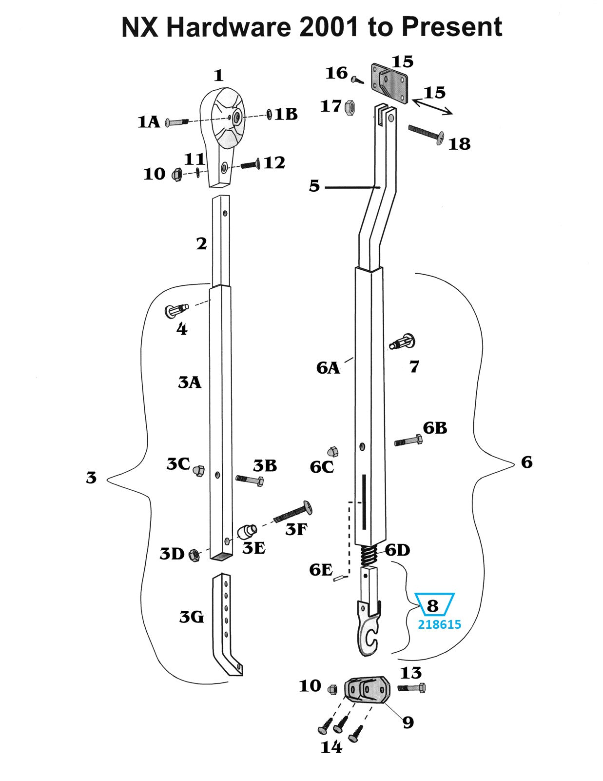 Zip Dee Awning Bright Claw And Bar Assembly With Pin for NX Hardware - 218615