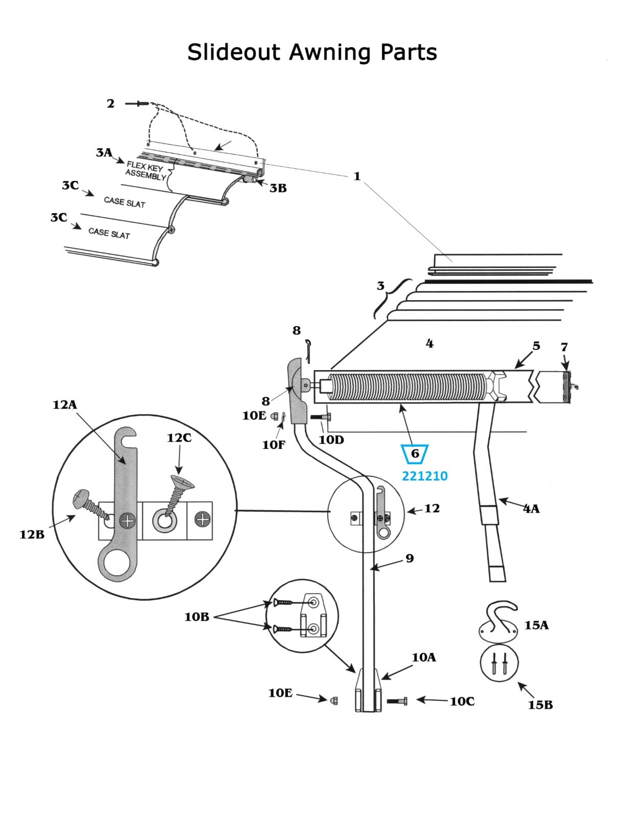 Zip Dee Spring Assembly For Slideout, 30" - 221210