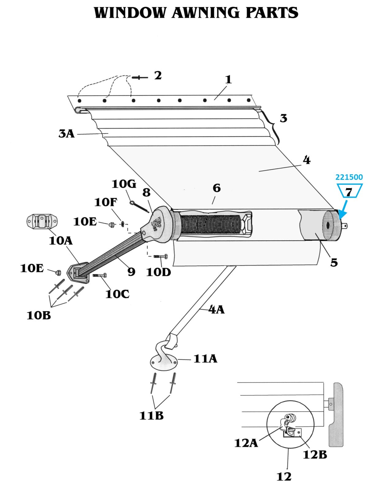 Zip Dee 2-1/2" Idle End Assembly for Window Awning - 221500