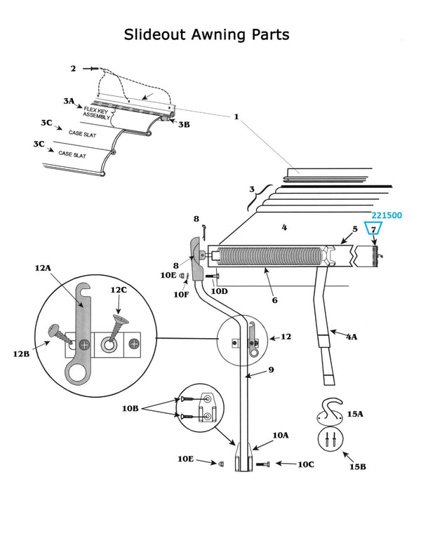 Zip Dee 2-1/2" Idle End Assembly for Window Awning - 221500