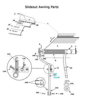 Zip Dee Bright Slideout 4" Offset Arms, 2 bend - 231304