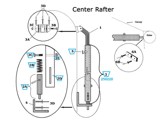 Zip Dee Bright Center Rafter Complete Tube Assembly 1994 to Present - 250220