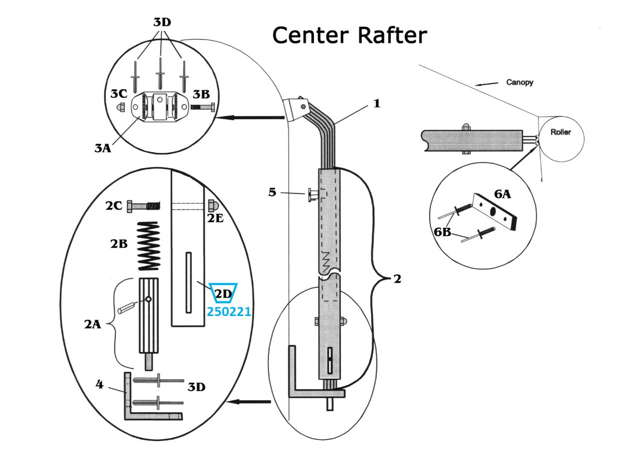 Zip Dee Bright Center Rafter Tube Only 1994 to Present - 250221