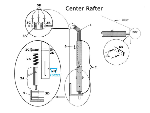 Zip Dee Bright Center Rafter Tube Only 1994 to Present - 250221