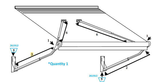 Zip Dee Contour Hinge Assembly for Relax 12V Electric Contour Awning - 261912