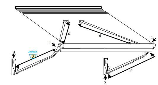 Zip Dee Complete Main Arm Assembly Rear for Relax 12V Electric Contour Awning - 27001R