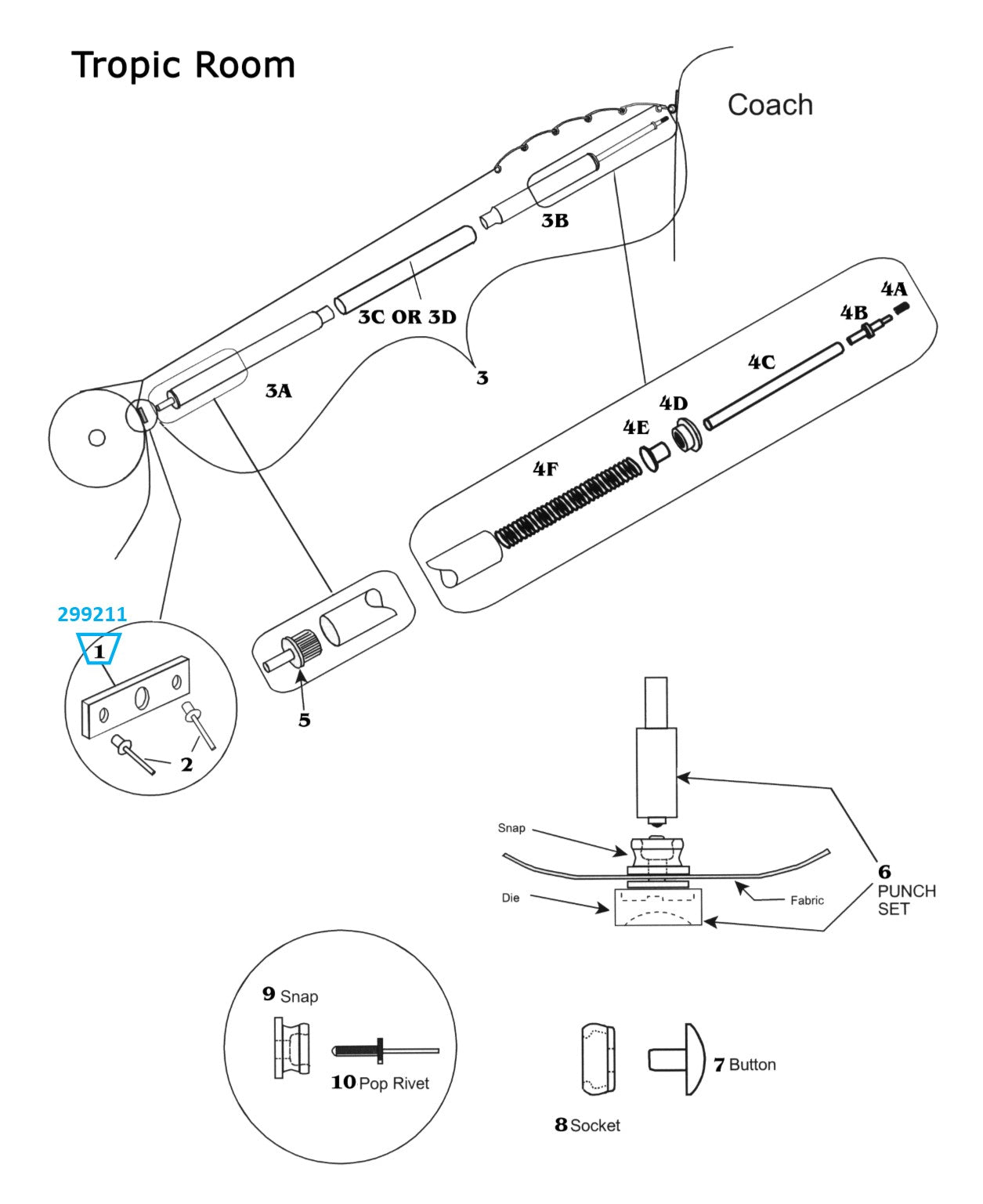 Zip Dee Roller Plate for Center Rafter, All Years or Tropic Room - 299211