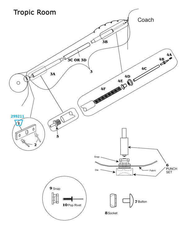 Zip Dee Roller Plate for Center Rafter, All Years or Tropic Room - 299211