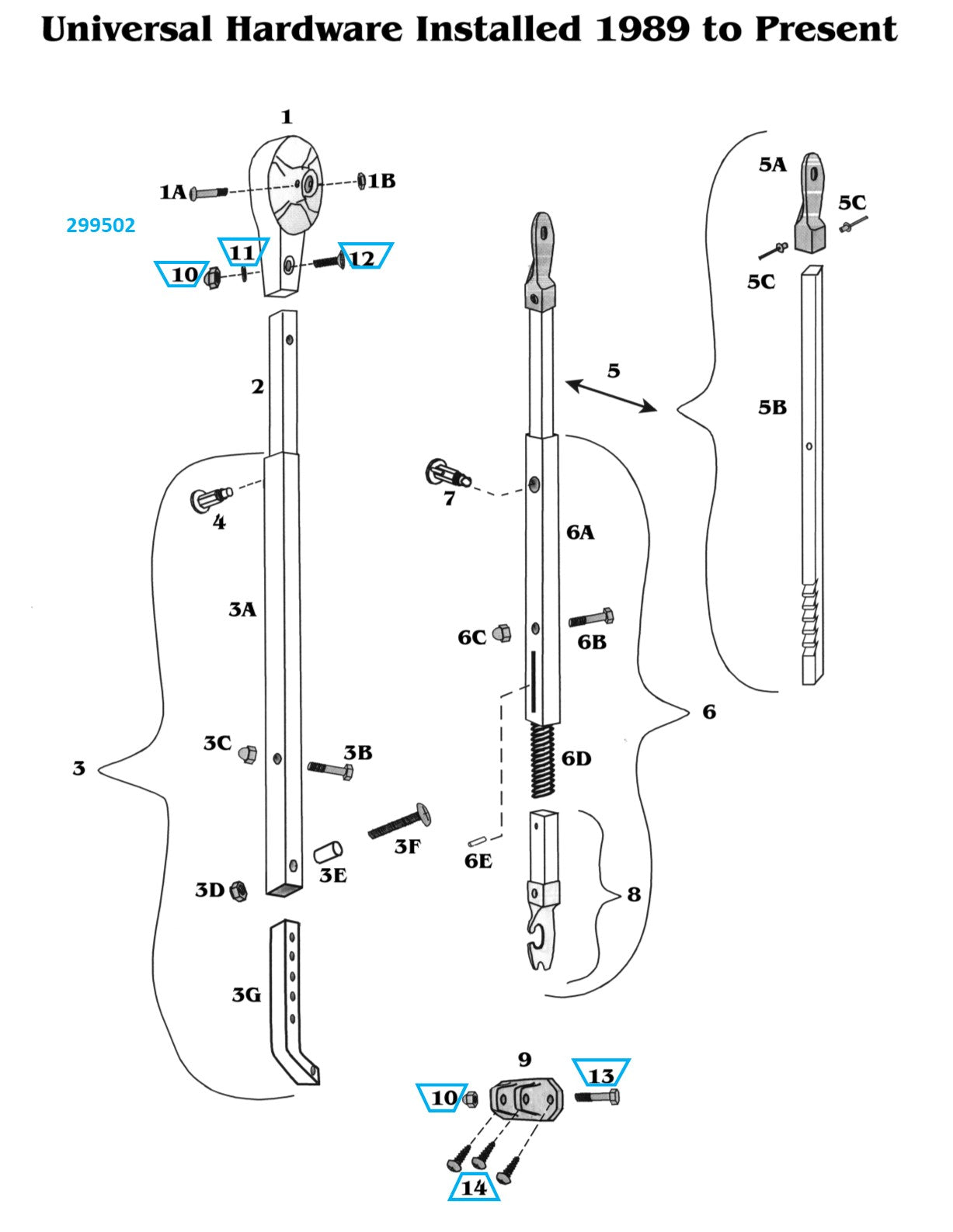 Zip Dee Universal Hardware Mounting Kit 1989 to Present - 299502