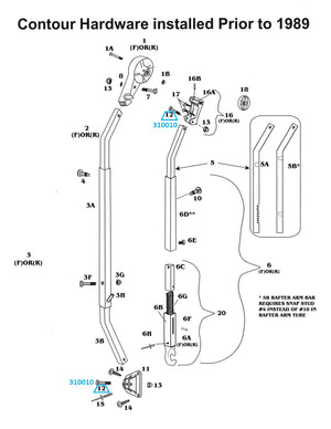 Zip Dee 1/4-20 x 1-5/8" Hex Head Bolt for Contour Hardware - 310010