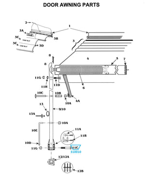 Zip Dee 1/4-20 x 1-5/8" Hex Head Bolt for Contour, Universal, NX or Door Hardware- 310010