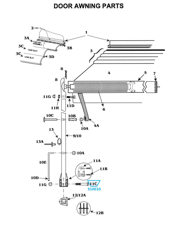 Zip Dee 1/4-20 x 1-5/8" Hex Head Bolt for Contour, Universal, NX or Door Hardware- 310010