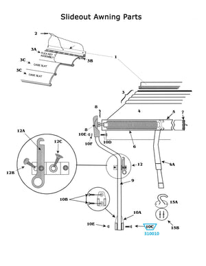 Zip Dee 1/4-20 x 1-5/8" Hex Head Bolt for Contour, Universal, NX, Slideout or Door Hardware- 310010