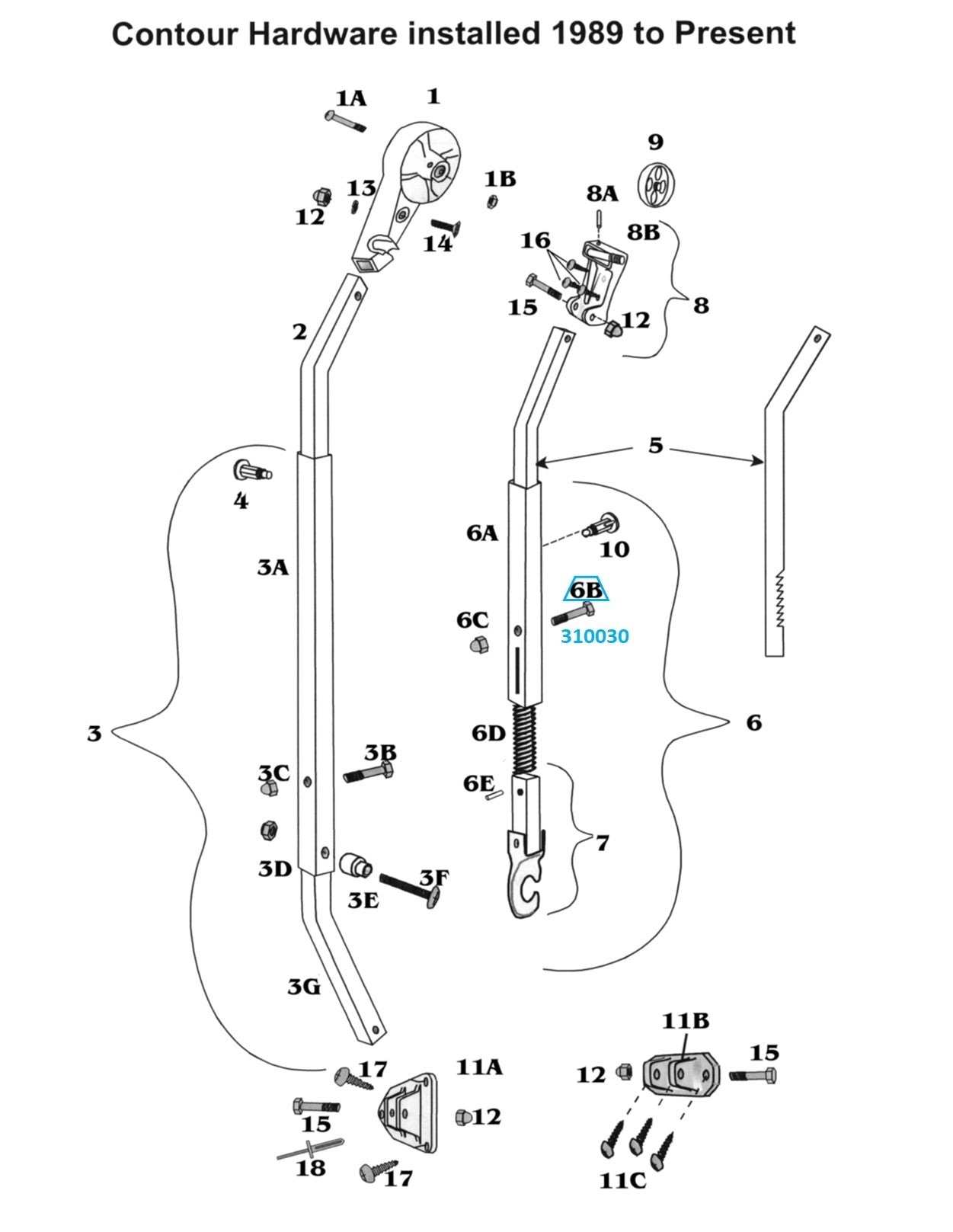 Zip Dee 1/4-20 x 1-38" Bolt for Contour Hardware - 310030