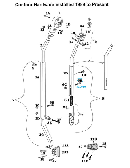 Zip Dee 1/4-20 x 1-38" Bolt for Contour Hardware - 310030