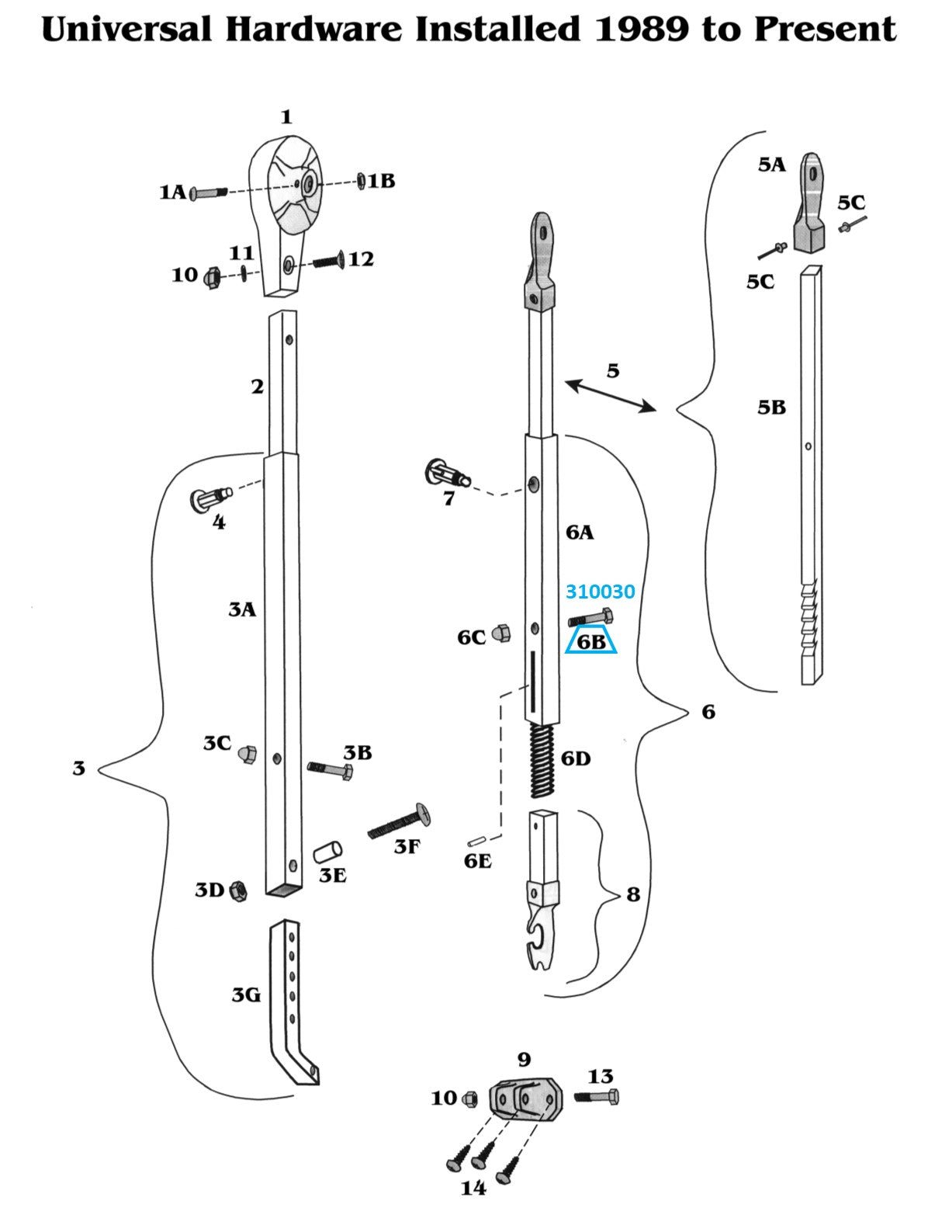 Zip Dee 1/4-20 x 1-38" Bolt for Contour and Universal Hardware - 310030