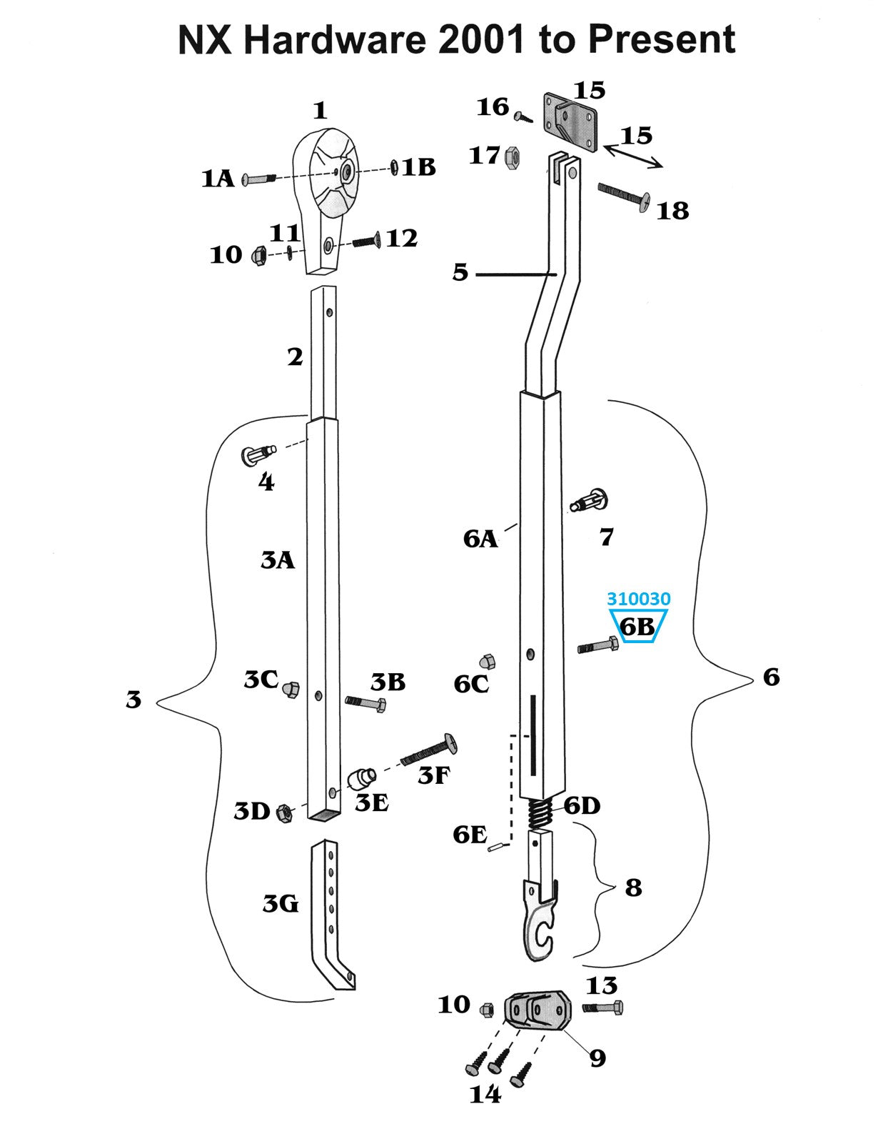 Zip Dee 1/4-20 x 1-38" Bolt for NX Hardware - 310030