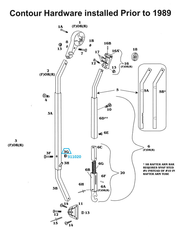 Zip Dee Cap Nut for Bright '88 Front/Rear Main Arm Tube Assembly - 311020