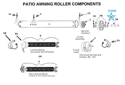 Zip Dee Retaining Clip for Awning Idler Assembly - 312060