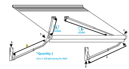 Zip Dee 1/4 x 1-1/8 Split Ring Pin for Relax 12V Electric Contour Awning - 313092