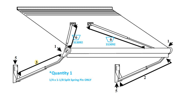 Zip Dee 1/4 x 1-1/8 Split Ring Pin for Relax 12V Electric Contour Awning - 313092