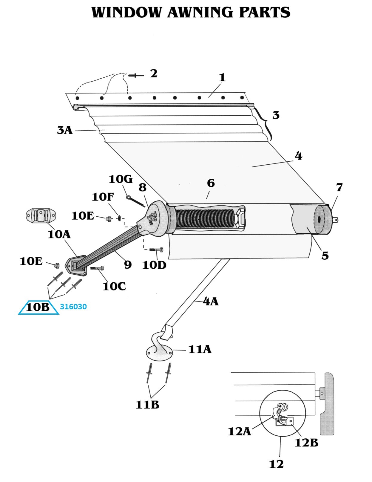 Zip Dee 3/16 X 1" Olympic Rivet for Contour Hardware and Window Awning- 316030