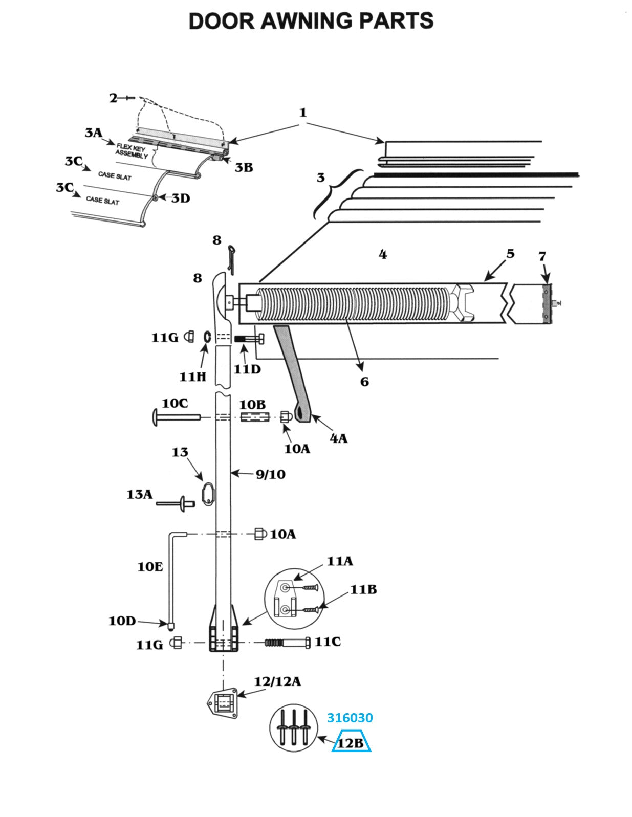 Zip Dee 3/16 X 1" Olympic Rivet for Contour Hardware, Window Awning and Door Awning - 316030