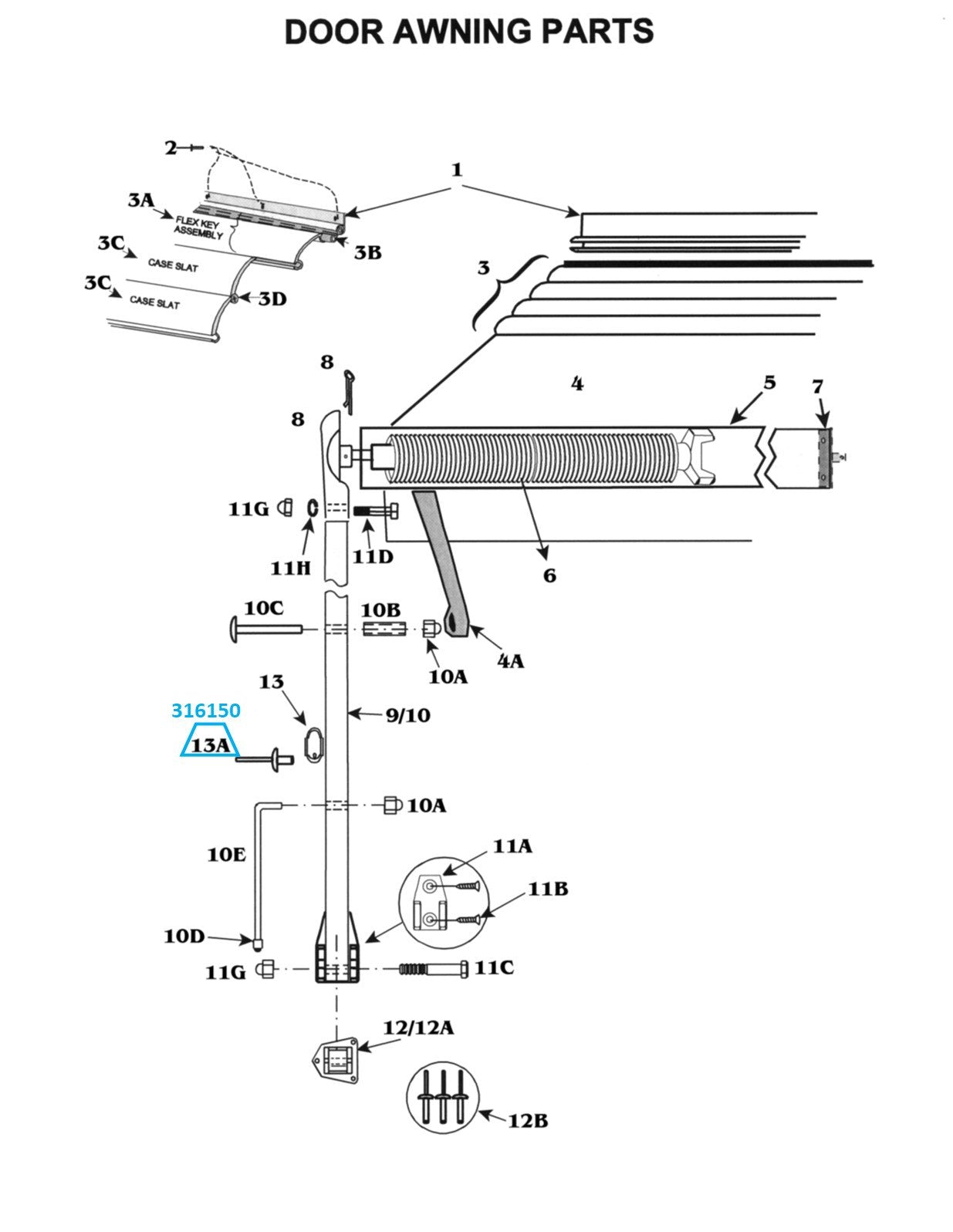 Zip Dee 5/32 Blind Rivet for Aluminum Awning Rail - 316150